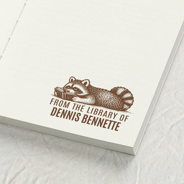 Reading Raccoon Library Stamp