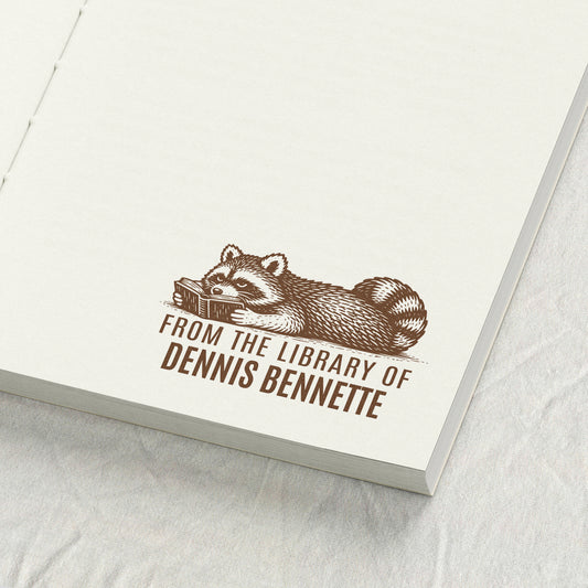 Reading Raccoon Library Stamp