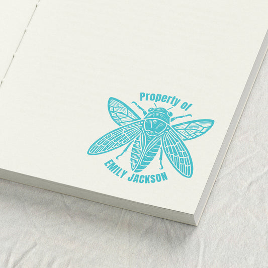 Cicada Linocut Style Library Stamp