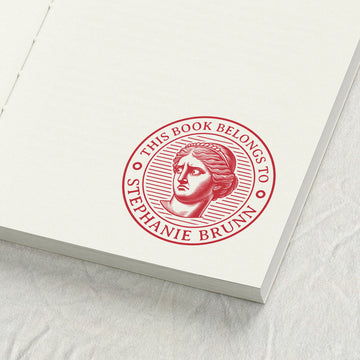 Comical Greek Female Bust Library Stamp