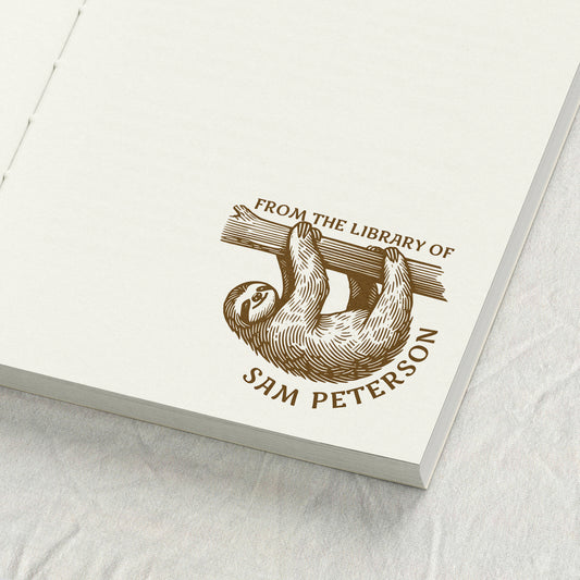 Hanging Sloth Library Stamp