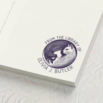 Yin Yang Cats Library Stamp