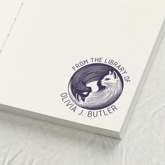 Yin Yang Cats Library Stamp
