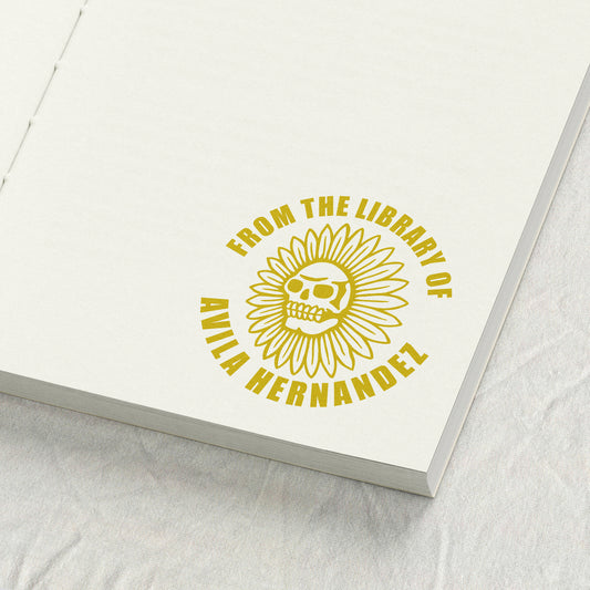 Skull Sunflower Library Stamp