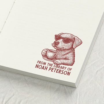 Dog with Coffee Library Stamp