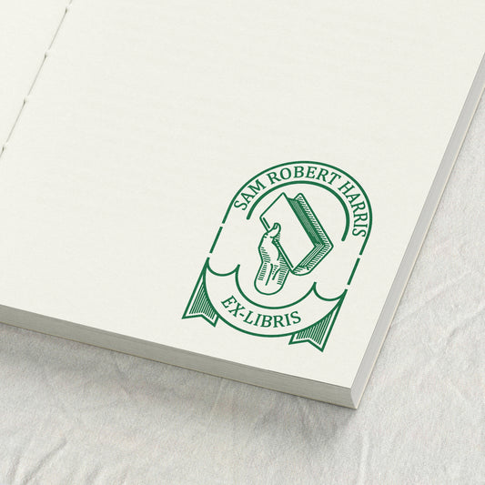 Hand Holding Book Library Stamp