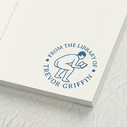 Squatting Male Figure Library Stamp