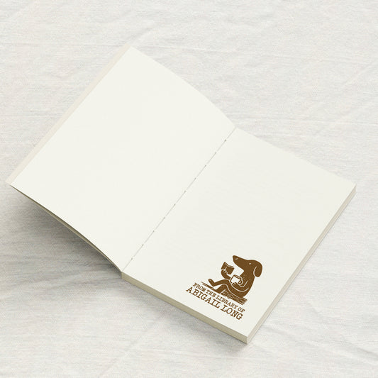 Reading Dachshund Lino Style Book Stamp