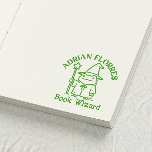 Frog Wizard Library Stamp