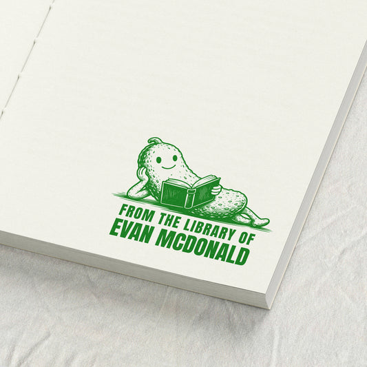Pickle Reading Library Stamp
