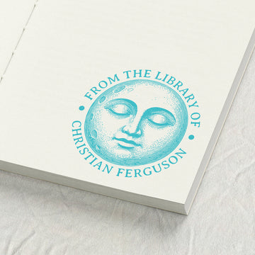 Vintage Engraved Moon Library Stamp
