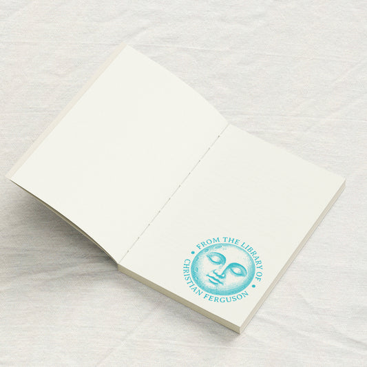 Vintage Engraved Moon Library Stamp