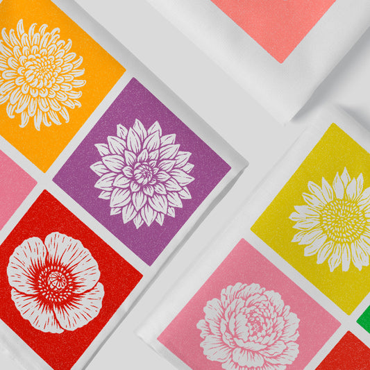 Block Print Floral Linocut Style Stamp Set