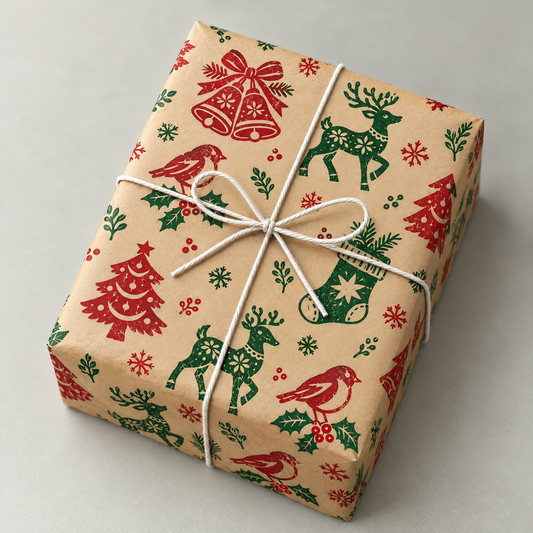 Christmas Wrapping Set of 5 Stamps